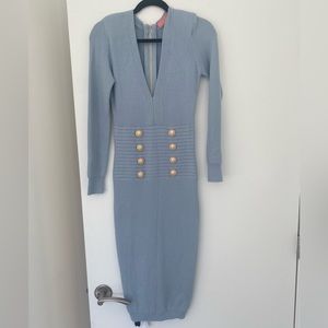 Louise James Blue Button Knit Dress